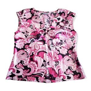 I.N. Studio Petite Floral Print Short Sleeved Blouse / Shirt